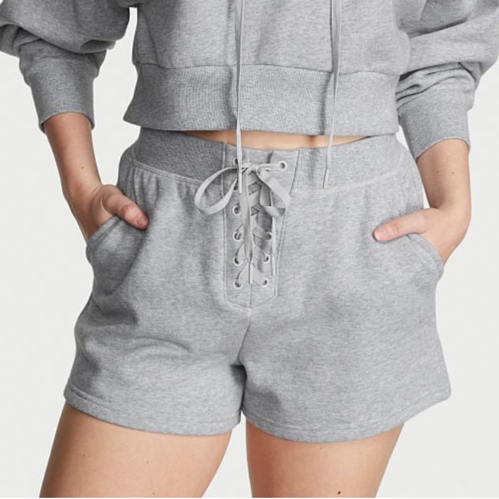 Victoria's Secret Gray Lace-Up Lounge Shorts
